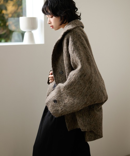 LAULEN（ローレン）の「wool blend shaggy oversize cocoon coat /ウールブレンドシャギーオーバーサイズコクーンコート（その他アウター・レディース・チャコールグレー/マルチ・FREE）」の20枚目の写真