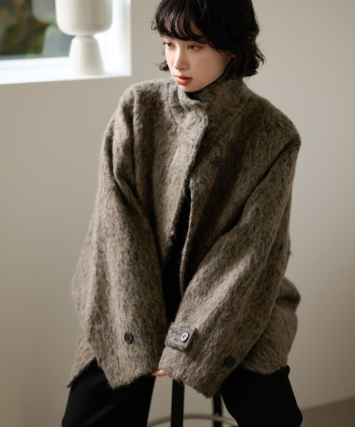 LAULEN（ローレン）の「wool blend shaggy oversize cocoon coat /ウールブレンドシャギーオーバーサイズコクーンコート（その他アウター・レディース・チャコールグレー/マルチ・FREE）」の21枚目の写真