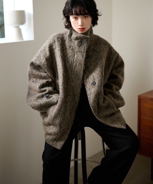 LAULEN（ローレン）の「wool blend shaggy oversize cocoon coat /ウールブレンドシャギーオーバーサイズコクーンコート（その他アウター・レディース・チャコールグレー/マルチ・FREE）」の22枚目の写真
