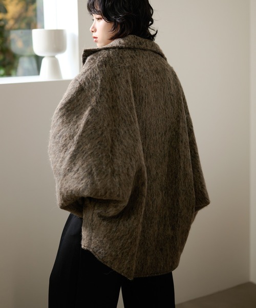 LAULEN（ローレン）の「wool blend shaggy oversize cocoon coat /ウールブレンドシャギーオーバーサイズコクーンコート（その他アウター・レディース・チャコールグレー/マルチ・FREE）」の5枚目の写真