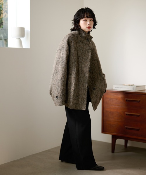 LAULEN（ローレン）の「wool blend shaggy oversize cocoon coat /ウールブレンドシャギーオーバーサイズコクーンコート（その他アウター・レディース・チャコールグレー/マルチ・FREE）」の7枚目の写真