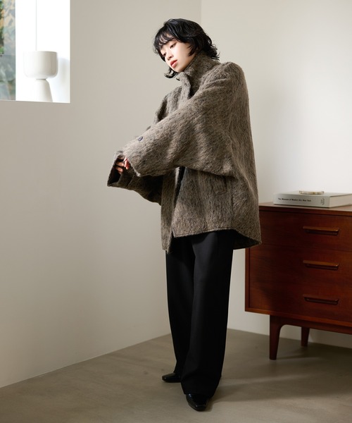 LAULEN（ローレン）の「wool blend shaggy oversize cocoon coat /ウールブレンドシャギーオーバーサイズコクーンコート（その他アウター・レディース・チャコールグレー/マルチ・FREE）」の8枚目の写真