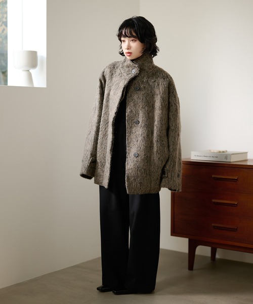 LAULEN（ローレン）の「wool blend shaggy oversize cocoon coat /ウールブレンドシャギーオーバーサイズコクーンコート（その他アウター・レディース・チャコールグレー/マルチ・FREE）」の9枚目の写真