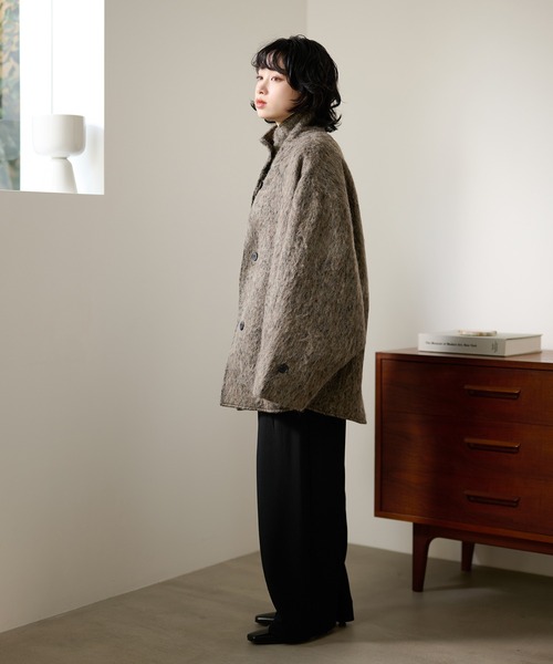 LAULEN（ローレン）の「wool blend shaggy oversize cocoon coat /ウールブレンドシャギーオーバーサイズコクーンコート（その他アウター・レディース・チャコールグレー/マルチ・FREE）」の10枚目の写真