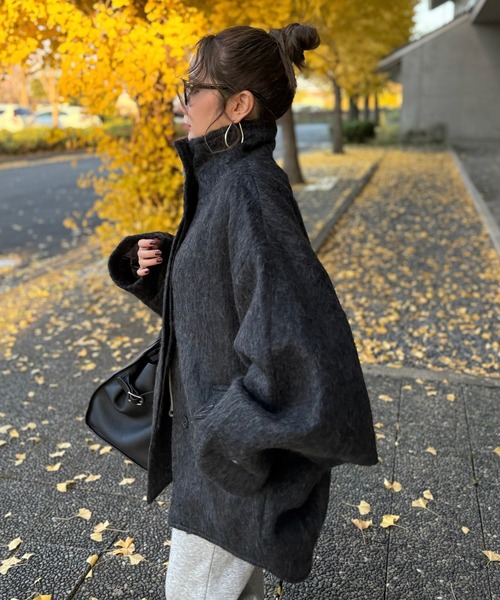 LAULEN（ローレン）の「wool blend shaggy oversize cocoon coat /ウールブレンドシャギーオーバーサイズコクーンコート（その他アウター・レディース・チャコールグレー/マルチ・FREE）」の15枚目の写真