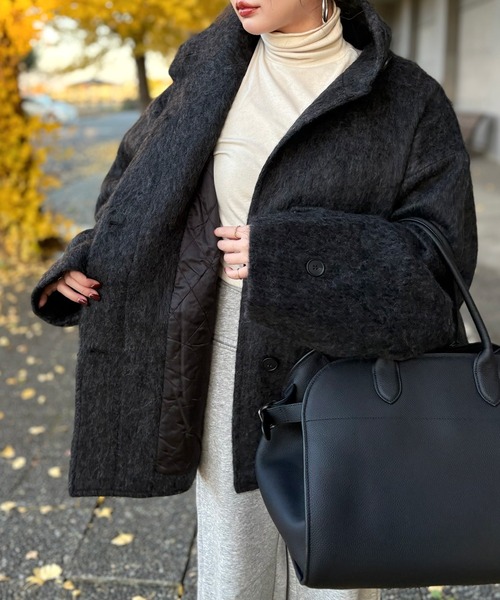 LAULEN（ローレン）の「wool blend shaggy oversize cocoon coat /ウールブレンドシャギーオーバーサイズコクーンコート（その他アウター・レディース・チャコールグレー/マルチ・FREE）」の19枚目の写真