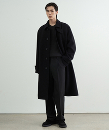奇天烈 オーバーサイズ チェスターコート ユニセックス ビッグシルエット ビッグシルエットウールタッチ比翼ステンカラーコート（ステンカラー