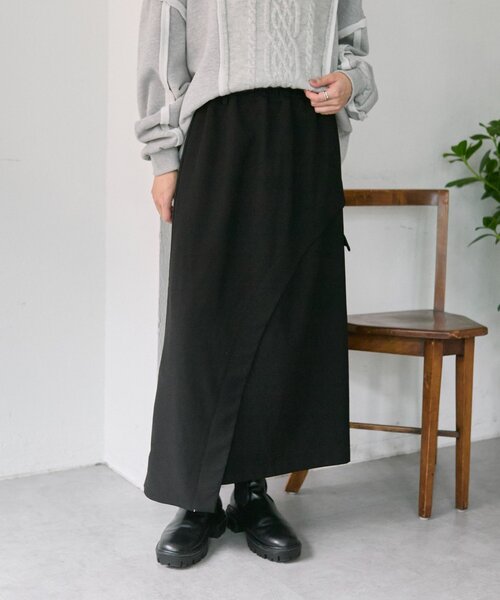 ear PAPILLONNER（イアパピヨネ）の「カーブラインスカート【SUM1 STYLE】（スカート・レディース・ブラック・FREE）」の2枚目の写真