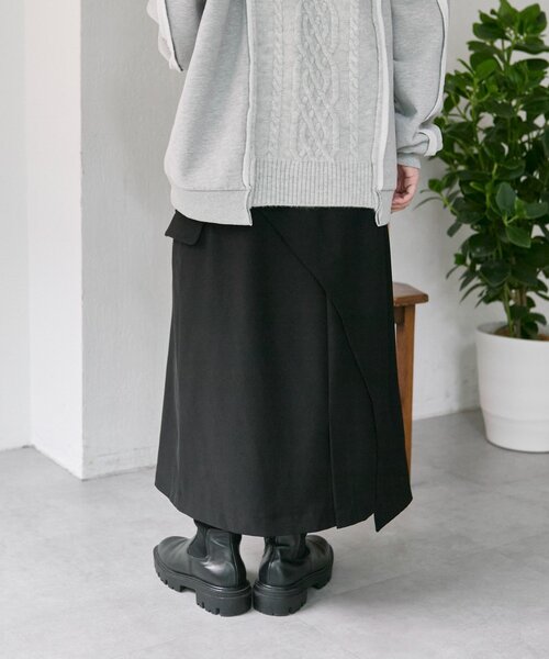 ear PAPILLONNER（イアパピヨネ）の「カーブラインスカート【SUM1 STYLE】（スカート・レディース・ブラック・FREE）」の8枚目の写真