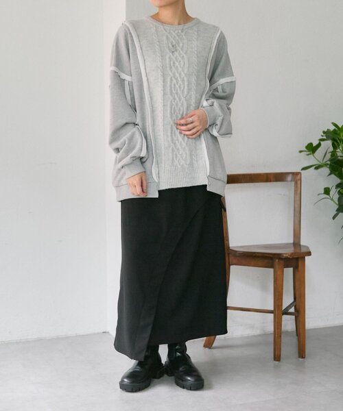 ear PAPILLONNER（イアパピヨネ）の「カーブラインスカート【SUM1 STYLE】（スカート・レディース・ブラック・FREE）」の10枚目の写真