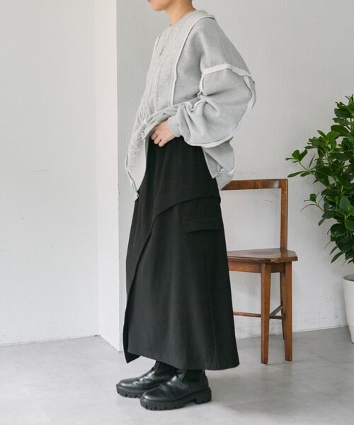 ear PAPILLONNER（イアパピヨネ）の「カーブラインスカート【SUM1 STYLE】（スカート・レディース・ブラック・FREE）」の12枚目の写真