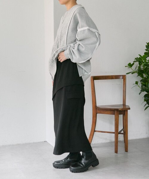 ear PAPILLONNER（イアパピヨネ）の「カーブラインスカート【SUM1 STYLE】（スカート・レディース・ブラック・FREE）」の13枚目の写真