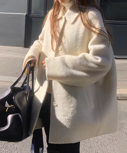 Doula Doula(ドゥーラドゥーラ)の「ウールライクステンカラーコート(チェスターコート・レディース・ブラック/キャメル/オフホワイト・FREE)」の7枚目の写真