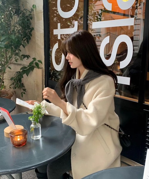 Doula Doula(ドゥーラドゥーラ)の「ウールライクステンカラーコート(チェスターコート・レディース・ブラック/キャメル/オフホワイト・FREE)」の6枚目の写真