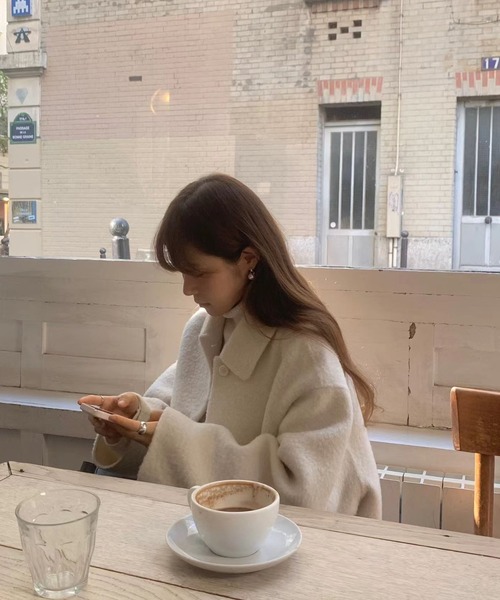 Doula Doula(ドゥーラドゥーラ)の「ウールライクステンカラーコート(チェスターコート・レディース・ブラック/キャメル/オフホワイト・FREE)」の12枚目の写真