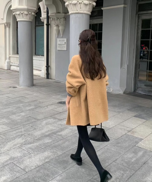 Doula Doula(ドゥーラドゥーラ)の「ウールライクステンカラーコート(チェスターコート・レディース・ブラック/キャメル/オフホワイト・FREE)」の18枚目の写真