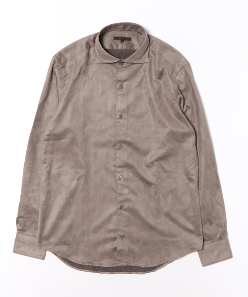 m.f.editorial（エムエフエディトリアル）の「シャツ メンズ 長袖 ストレッチ 起毛 カッタウェイ ややゆったり ルーズフィット （シャツ/ブラウス・メンズ・アイボリー/ブラウン・X-LARGE/LARGE/MEDIUM）」の4枚目の写真