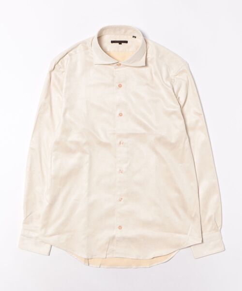 m.f.editorial（エムエフエディトリアル）の「シャツ メンズ 長袖 ストレッチ 起毛 カッタウェイ ややゆったり ルーズフィット （シャツ/ブラウス・メンズ・アイボリー/ブラウン・X-LARGE/LARGE/MEDIUM）」の3枚目の写真