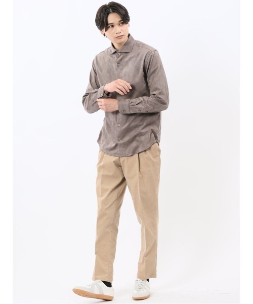m.f.editorial（エムエフエディトリアル）の「シャツ メンズ 長袖 ストレッチ 起毛 カッタウェイ ややゆったり ルーズフィット （シャツ/ブラウス・メンズ・アイボリー/ブラウン・X-LARGE/LARGE/MEDIUM）」の16枚目の写真