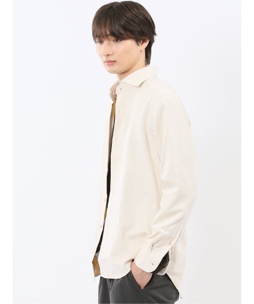 m.f.editorial（エムエフエディトリアル）の「シャツ メンズ 長袖 ストレッチ 起毛 カッタウェイ ややゆったり ルーズフィット （シャツ/ブラウス・メンズ・アイボリー/ブラウン・X-LARGE/LARGE/MEDIUM）」の18枚目の写真