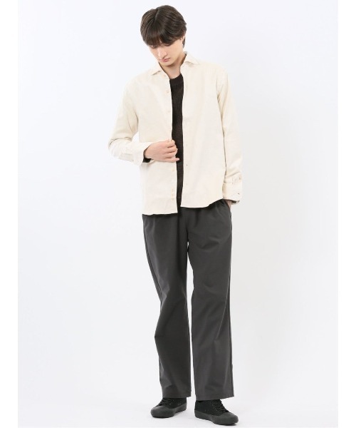 m.f.editorial（エムエフエディトリアル）の「シャツ メンズ 長袖 ストレッチ 起毛 カッタウェイ ややゆったり ルーズフィット （シャツ/ブラウス・メンズ・アイボリー/ブラウン・X-LARGE/LARGE/MEDIUM）」の21枚目の写真