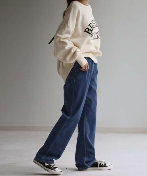 HUG.U(ハグユー)の「「ラク暖」 微起毛 ストレートデニムパンツ(デニムパンツ・レディース・ダークインディゴブルー/インディゴブルー・L/LL/S/M)」の9枚目の写真
