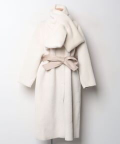 BANICO】スタンドカラー ベルト付きウールロングコート（その他