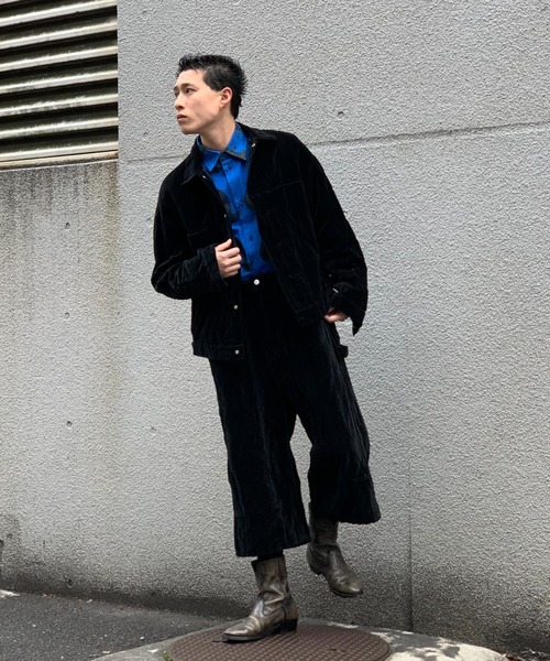 GARDEN TOKYO(ガーデントウキョウ)の「THOUSANDS×吾亦紅/サウザンズ×ワレモコウ/WRINKLED VELVET TRUCKER JACKET/吾亦紅別注(ブルゾン・メンズ・ブラック・L/M)」の2枚目の写真