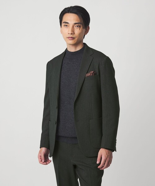 Armani Jeans ダークグリーン ジャケット セール】A+ ポリエステルツイード 2B スタンダード 2P ジャケット