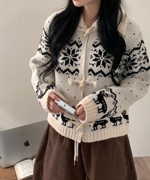 セール】ノルディック柄 トグルボタン ニットカーディガン（ニット