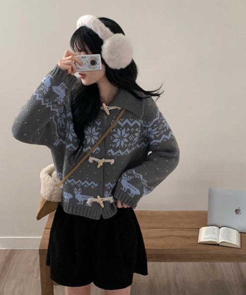 セール】ノルディック柄 トグルボタン ニットカーディガン（ニット