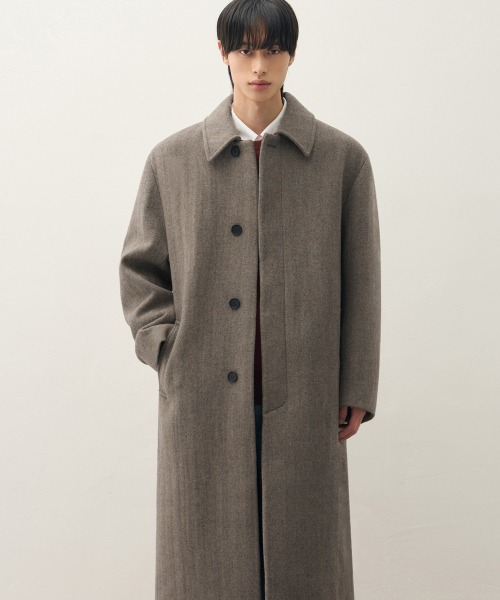 DRAW FIT（ドローフィット）の「ヘリンボーンチェックウールバルマカンコート[BROWN]（チェスターコート・メンズ・その他・LARGE/MEDIUM/X-LARGE）」の4枚目の写真