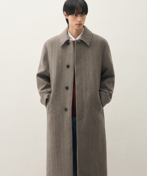 DRAW FIT（ドローフィット）の「ヘリンボーンチェックウールバルマカンコート[BROWN]（チェスターコート・メンズ・その他・LARGE/MEDIUM/X-LARGE）」の5枚目の写真