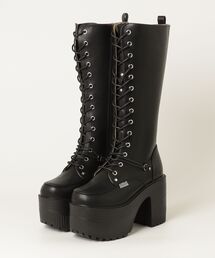 YOSUKE（ヨースケ）の「ヨースケYOSUKEウィメンズ厚底タンクソール14ホールレースアップロングブーツ2605016（ブーツ・レディース）」