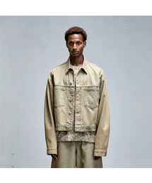 ERER（エルエル）の「メンズ ウォッシュドデニム クロップジャケット ベージュ（デニムジャケット）」