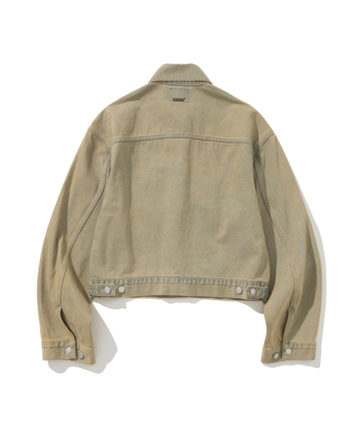 ERER(エルエル)の「メンズ ウォッシュドデニム クロップジャケット ベージュ(デニムジャケット・レディース・Beige・FREE)」の5枚目の写真