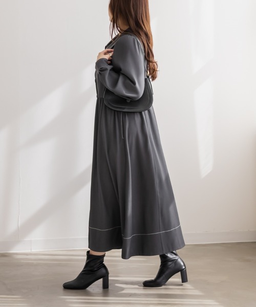CLETTE(クレット)の「CLETTEオリジナル配色ステッチシャツワンピース(ワンピース・レディース・チャコールグレー/ブラウン/ワイン・4L/3L/LL)」の6枚目の写真