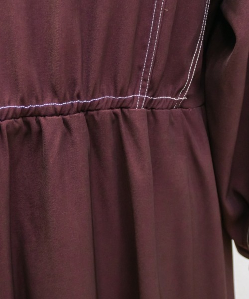 CLETTE(クレット)の「CLETTEオリジナル配色ステッチシャツワンピース(ワンピース・レディース・チャコールグレー/ブラウン/ワイン・4L/3L/LL)」の17枚目の写真