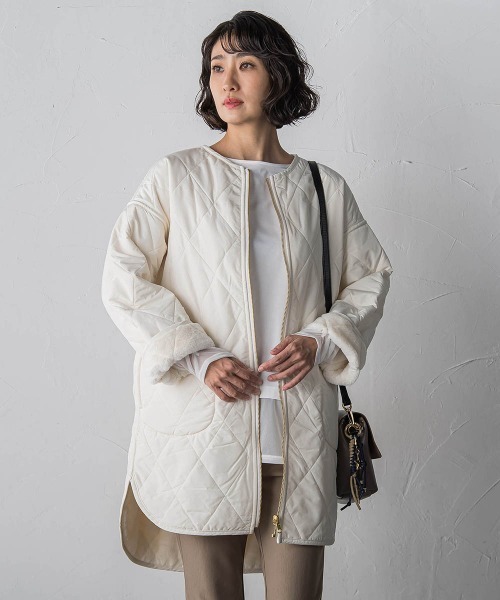 la.f…(ラエフ)の「【WEB限定】”まるで毛布”どちらも主役リバーシブルアウター(ノーカラーコート・レディース・ベージュ/オフホワイト/ブラック・9号/11号)」の5枚目の写真