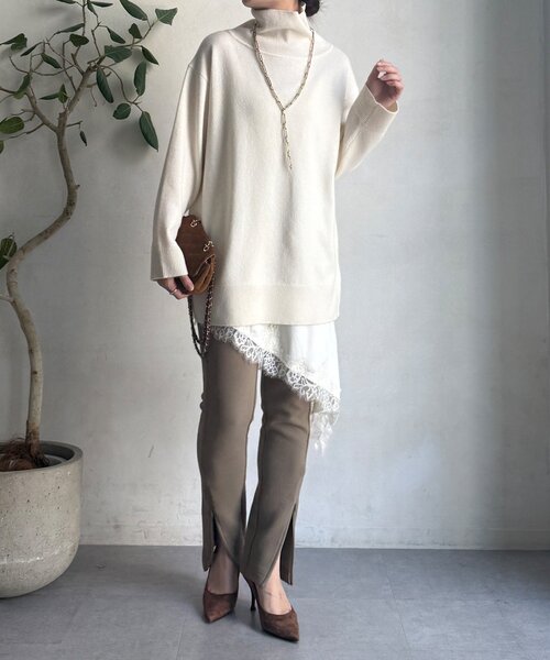 DouDou(ドゥドゥ)の「ウール混タートルチュニック(ニット/セーター・レディース・グレー/オフホワイト/ブルー・FREE)」の19枚目の写真