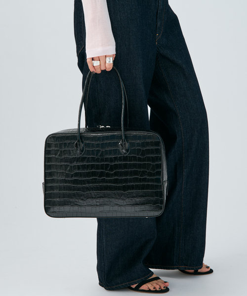 MAISON CANAU メゾン カナウ ボックスボストンL別注クロコ型押し