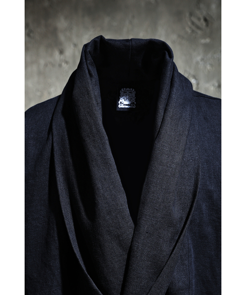 Embroidered Linen Diagonal Shirring Cardigan