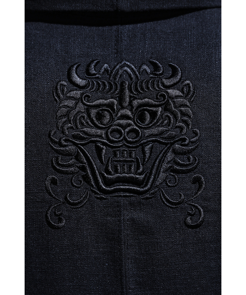 Embroidered Linen Diagonal Shirring Cardigan