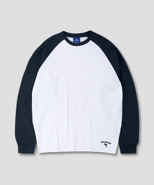 DOLPHIN WAVE APPAREL(ドルフィンウェーブアパレル)の「ドルフィンシリコンプリントラグラン長袖Tシャツネイビー(Tシャツ/カットソー・メンズ・その他・MEDIUM/LARGE/X-LARGE)」の1枚目の写真