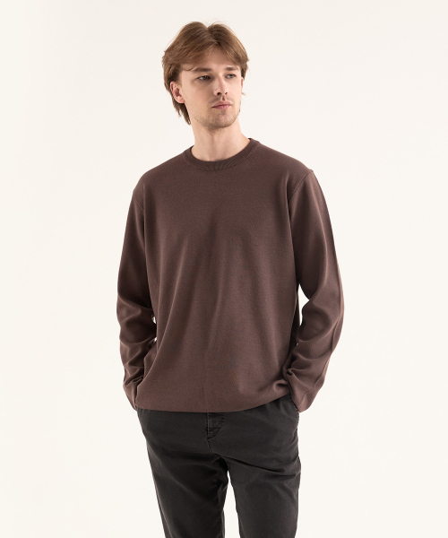 BIRBANTE(ビルバンテ)の「ミラノウォッシャブルラウンドニット - ブラウン(ニット/セーター・メンズ・ブラウン・SMALL/MEDIUM/LARGE)」の1枚目の写真