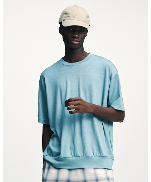 SOPHNET.(ソフネット)の「WASHABLE WOOL S/S TOP(Tシャツ/カットソー・メンズ・グリーン/ブラウン/ライトグレー/ブラック・4/3/2/5/1)」の5枚目の写真