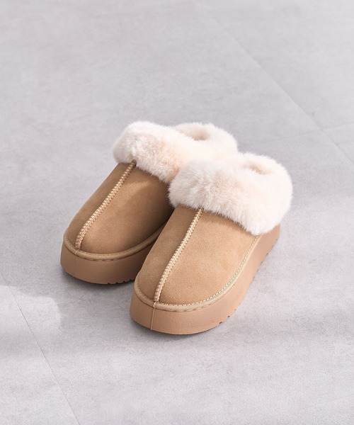 Green　Parks（グリーンパークス）の「・minia フェイクムートンスリッポン（ブーツ・レディース・グレー/ブラウン/キャメル・M/L）」の3枚目の写真