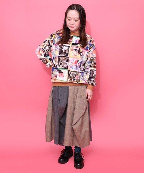 ScoLar（スカラー）の「153780：3柄展開両面フランネルプルオーバー（Tシャツ/カットソー・レディース・オレンジ/ブラック/ブルー・M）」の10枚目の写真