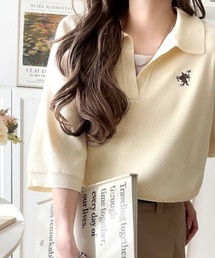 classicalelf（クラシカルエルフ）の「ラフなのにきちんと見え♪胸刺繍ミラノリブスキッパー襟プルオーバー（ニット/セーター）」