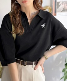 classicalelf（クラシカルエルフ）の「ラフなのにきちんと見え♪胸刺繍ミラノリブスキッパー襟プルオーバー（ニット/セーター）」